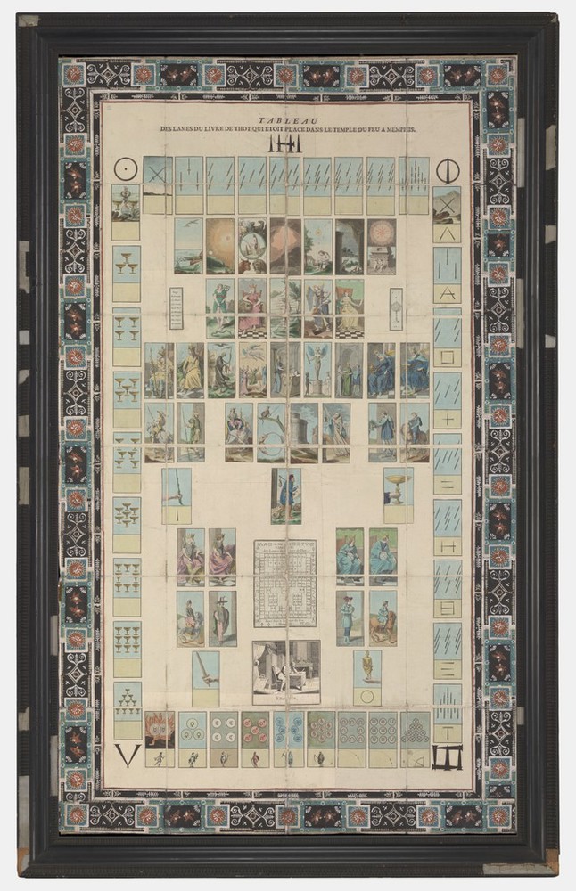 Etteilla's large tableau showing an arrangement of cards