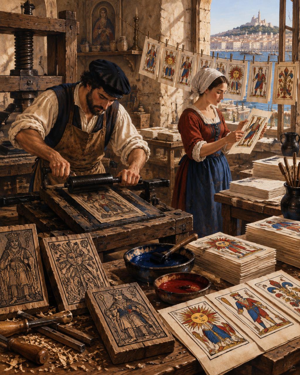 Printing and coloring Marseille-style cards